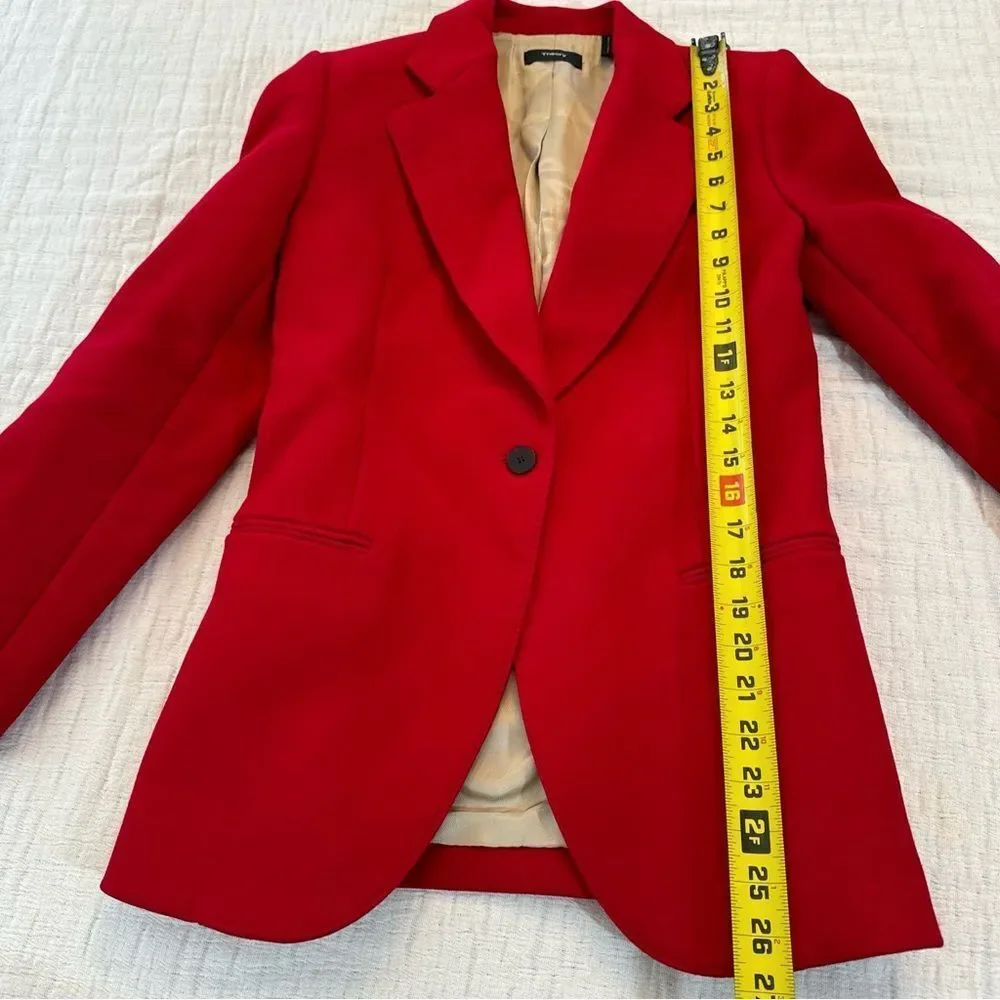 Theory Cinched Moleskin Double Blazer Red Womens size 2